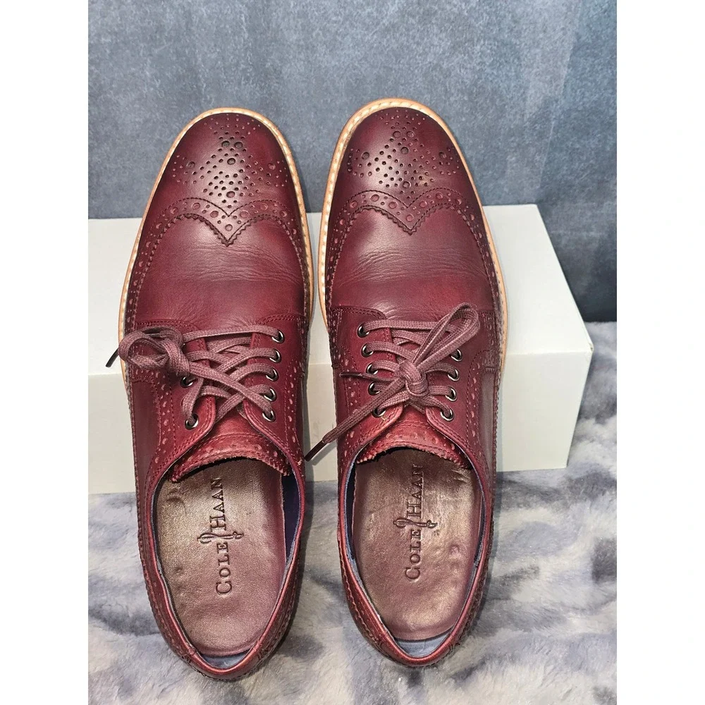 Cole Haan Harrison‎ Grand Wingtip Oxford Burgundy Leather Mens C11501 EUC SZ 8